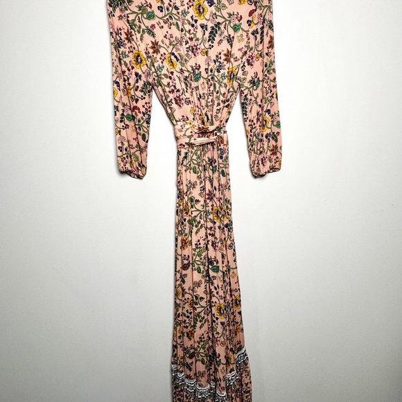 Farm Rio Anthropologie Clara Wrap Maxi Floral Dress Sz Large - Picture 12 of 12